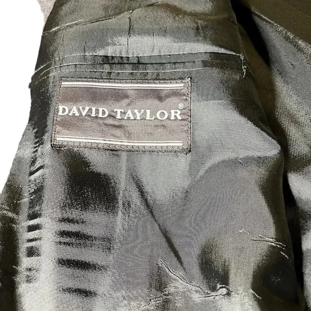 David Taylor Gold Button Hopsack Solid Gray Blazer Sport Coat Jacket 44L‎ Long